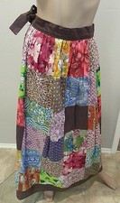Vintage 60's Patchwork Novelty Maxi Boho Folk High Waisted Skirt