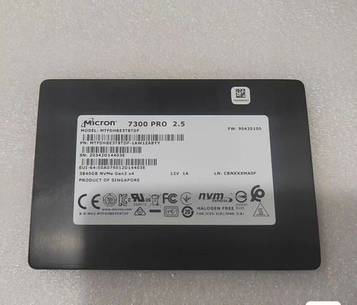 MICRON 3.84TB 7300 PRO 2.5" U.2 PCIe NVME SSD HTFDHBE3T8TDF Solid State Drive - Afbeelding 2 van 3