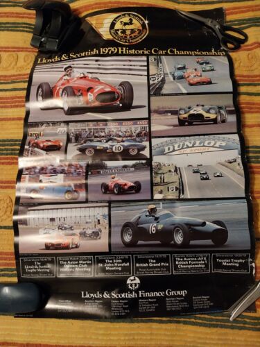 Vintage Lloyds and Scottish 1979 Historic Car Race Poster Ferrari Lister Jaguar - Picture 1 of 14