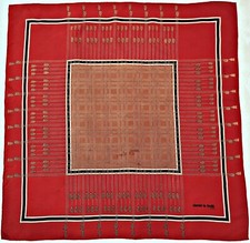 SCARF VINTAGE AUTHENTIC DANIEL LA FORET PLAID TASSELS BROWN GRAY SILK 35"SQUARE