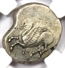 Greek Corinthia Corinth AR Stater Pegasus Athena Coin 300 BC. Certified NGC Fine