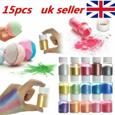 15 Farben Set Glimmer Pigment Pulver perfekt für Seife Kosmetik Harz Farbstoff Farbstoff