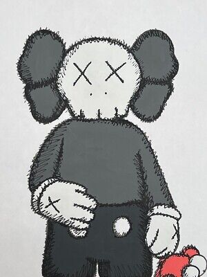KAWS (Handmade) Drawing On old Paper Signed Mixed Media, Vtg KAWS (Handmade) Drawing On old Paper Signed Mixed Media, Vtg