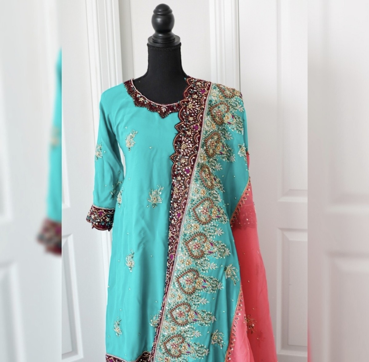 Pakistani Bridal Bride Wedding 3 Piece Dress - Lehnga Teal/Pink/Plum | eBay Pakistani Bridal Bride Wedding 3 Piece Dress - Lehnga Teal/Pink/Plum | eBay