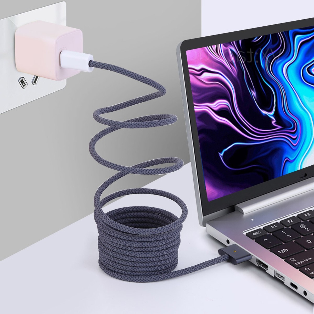 Blue 2m USB Type C To Magsafe 3 Cable Cord for MacBook Pro 13-inch