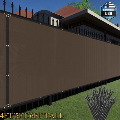 4/5/6 ft Fence Screen Privacy Windscreen Garden Yard Mesh Cover Brown Custom