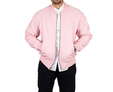 Men's Light Baby Pink Leather Bomber Jacket 100 Real Soft Lambskin Biker Jacket