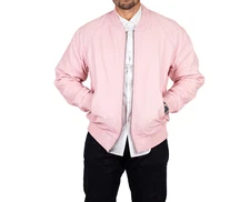 Men's Light Baby Pink Leather Bomber Jacket 100% Real Soft Lambskin Biker Jacket