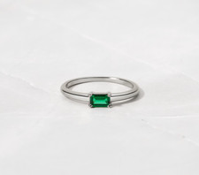 Anillo de plata esterlina 925 maciza esmeralda piedra de nacimiento anillo de plata anillo de regalo nupcial