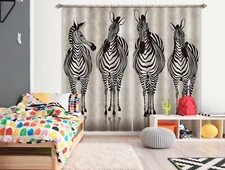 3D Animal Zebra ZHUA1686 Photo Curtain Window Blockout Fabric Amy 2023