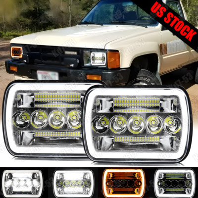 Pair 5X7'' 7x6'' inch LED Hi/Lo Headlights DRL for Toyota Pickup Truck W/H4 Wires