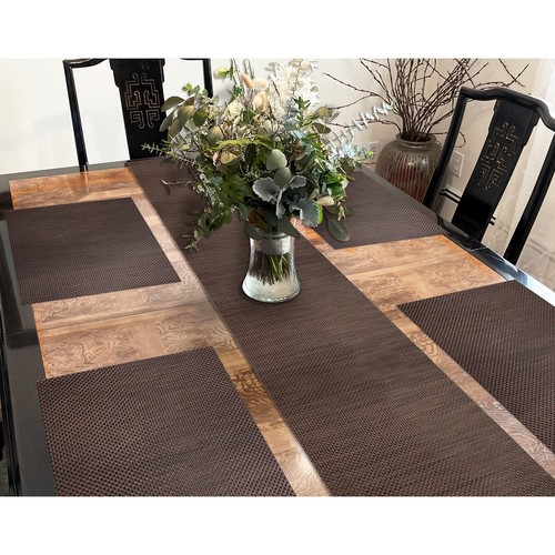 Basketweave Runner 72" X12" & 4 Placemats 18" X12" Set Of 5 Vinyl Table Mats - Picture 3 of 8