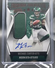 2021 R&S Freshman Orientation Michael Carter SSP Patch and Auto #d 65/99 NYJ RC