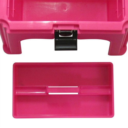 Large Tool Storage Box Pink (Plastic Step Stool Utility Case) - Picture 6 of 7