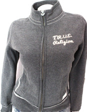 TRUE Religion*Brand Jeans Damen Mädchen Sweatjacke Ziernähte Hoodie  Grau Gr:S