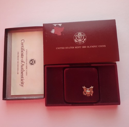 1988-S Proof Olympic Silver Dollar US Mint Commemorative Coin-In Mint Box & COA