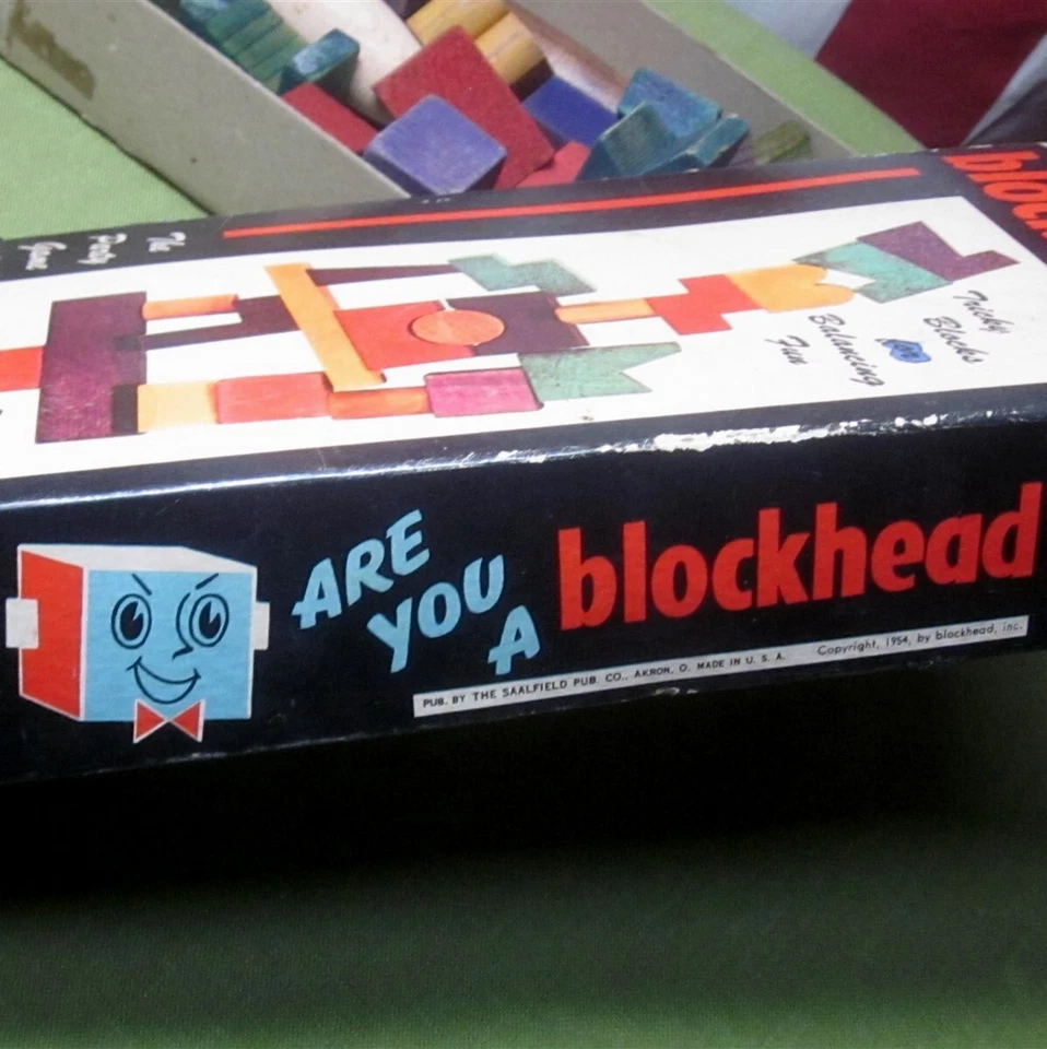 BLOCKHEAD incomplete puzzle game 1954 brain-teaser Saalfield Publishing squares - Image 4 of 4