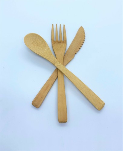Set di 3 posate di bambù piccole con custodia eco-compatibili sostenibili - Foto 4 di 4