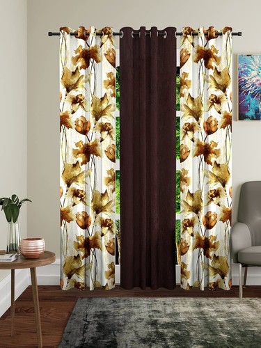 3 Piece Floral Eyelet Shaded Grommet Ringtop Door Window Curtains Set 5 7 9 Feet - Bild 1 von 9
