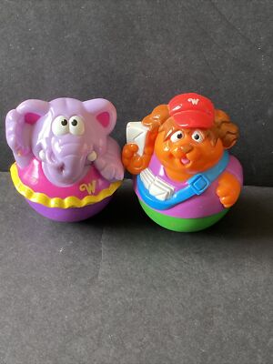 Playskool Hasbro Weebles Wobble 2003 Purple Elephant & Mail/Letter Carrier