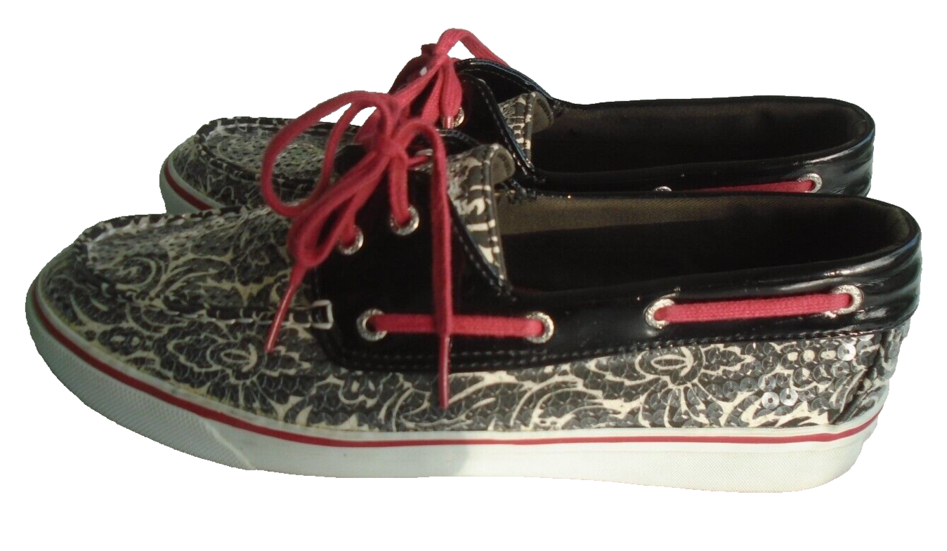 Ballerines SPERRY TOP-SIDER Noires à Paillettes - Taille 9.5 US - Style Décontracté Et Brillant