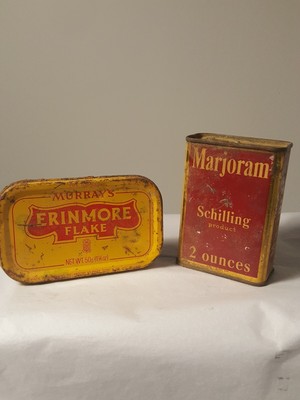 Antique Tins Murray's Erinmore Flake & Marjoram Schilling Advertising Lot of 2