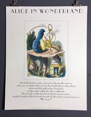 【ALICE IN WONDERLAND】手描き イラスト アート Alice in Wonderland, Rare 1990 Centennial Limited Edt. Art Print