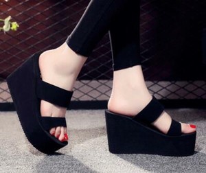 open toe wedge slippers