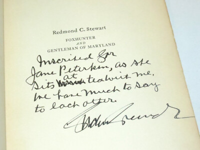 Redmond C. Stewart FOXHUNTER & GENTLEMAN OF MARYLAND - SIGNED Gordon Grand 1938