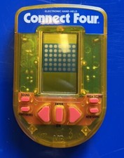 CONNECT FOUR Electronic Hand-Held Game Milton Bradley Clear Yellow Case Tested