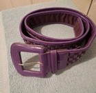 Nine West Purple Leather Wide Weaved Belt Large Buckle Sz Large 37"-41" — photo 3