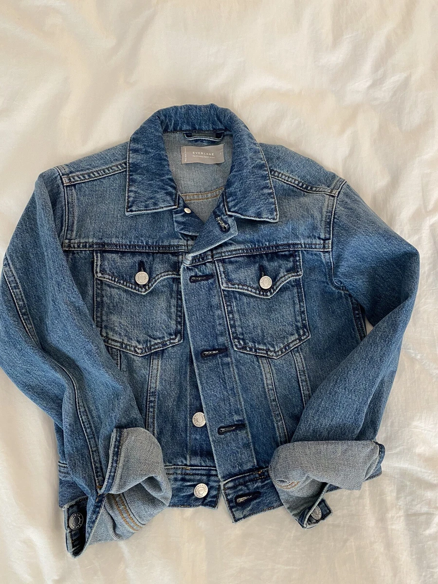 Everlane Size XS The Cropped Denim Jacket in Light Blue Wash 88 Shrunken