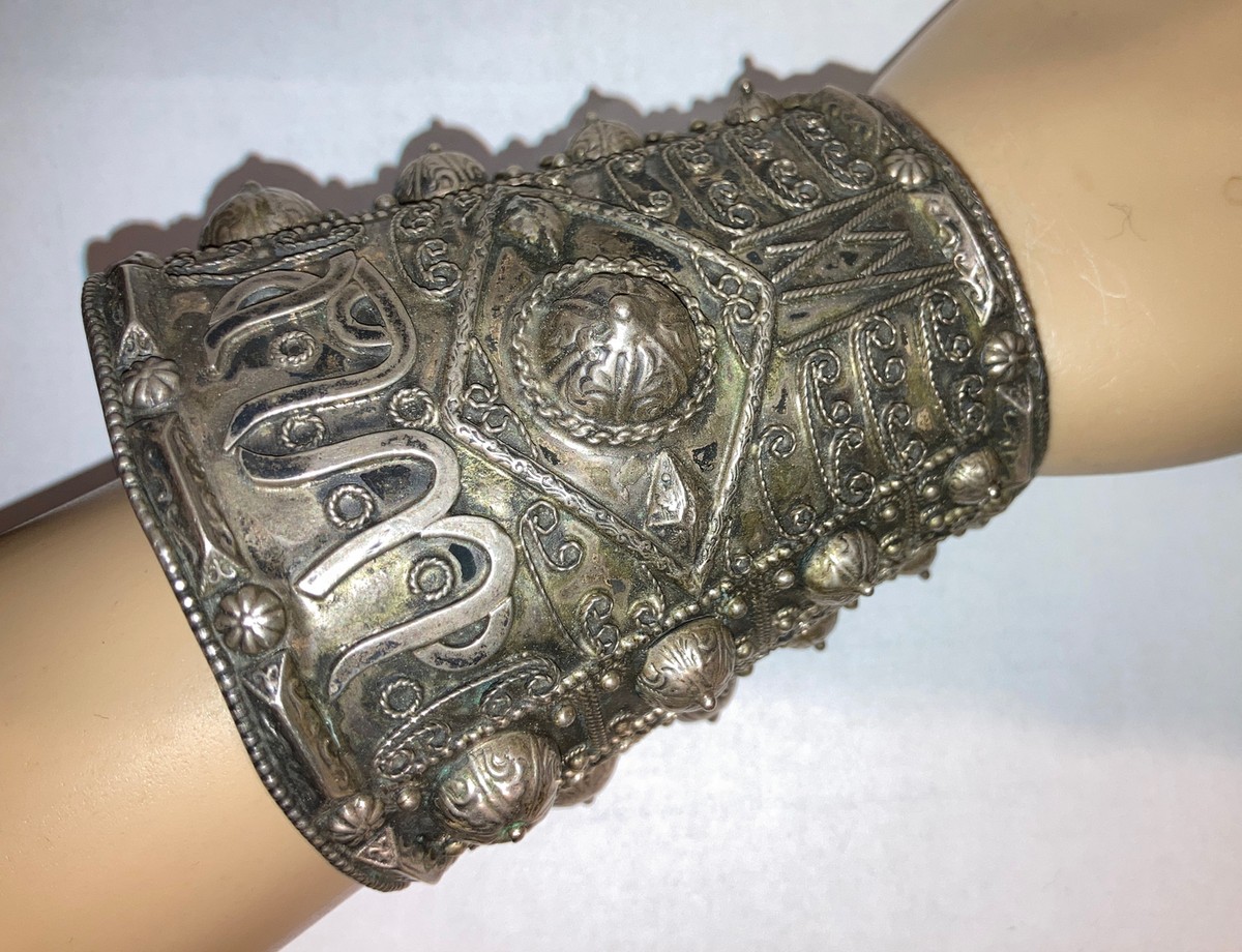 Huge Antique 800 Silver Islamic Berber Cuff Arm Bracelet | eBay