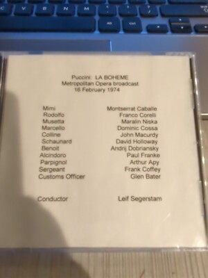 Live Opera Recording CD -1414 Boheme 1974 Caballe Corelli Niska Cossa Macurdy