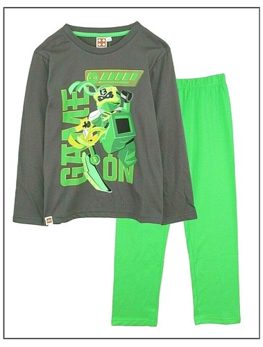 Jungen Lego Ninjago VR Pyjama grün grau Charakter PJs 2-teiliges Nachtwäsche-Set brandneu mit Etikett