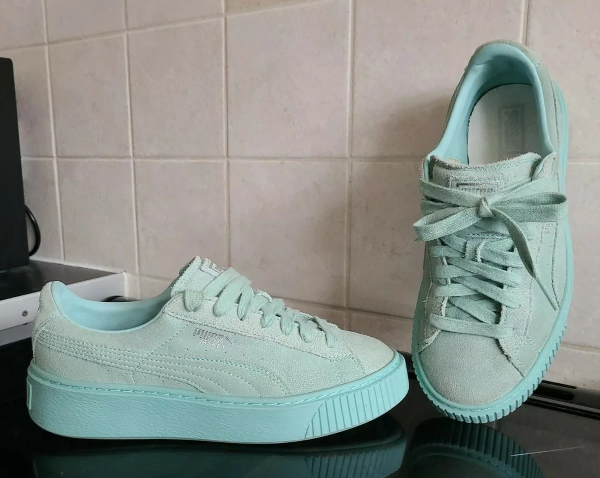 Womens Puma Basket Platform Reset Trainers UK 5 Suede Aruba