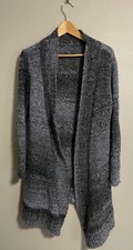PrAna Womens Cardigan Size Large Blue Gray Wool Blend Open Front Long Boho Cozy