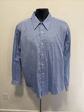 Enro Long Sleeve Casual Shirt Mens 17 1/2 34/35 Blue Cotton Blend