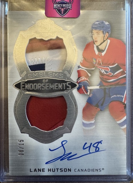 2024 THE CUP #EE-LH LANE HUTSON EMBLEMS OF ENDORSEMENTS ROOKIE PATCH AUTO RC /15