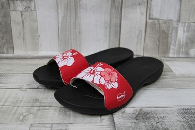 Fashy Damen Bade-Pantolette rot mit Blümchen