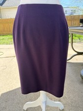 Vintage 90s Purple Wool Pencil Skirt Eggplant Lined Petite Career Office Siren M