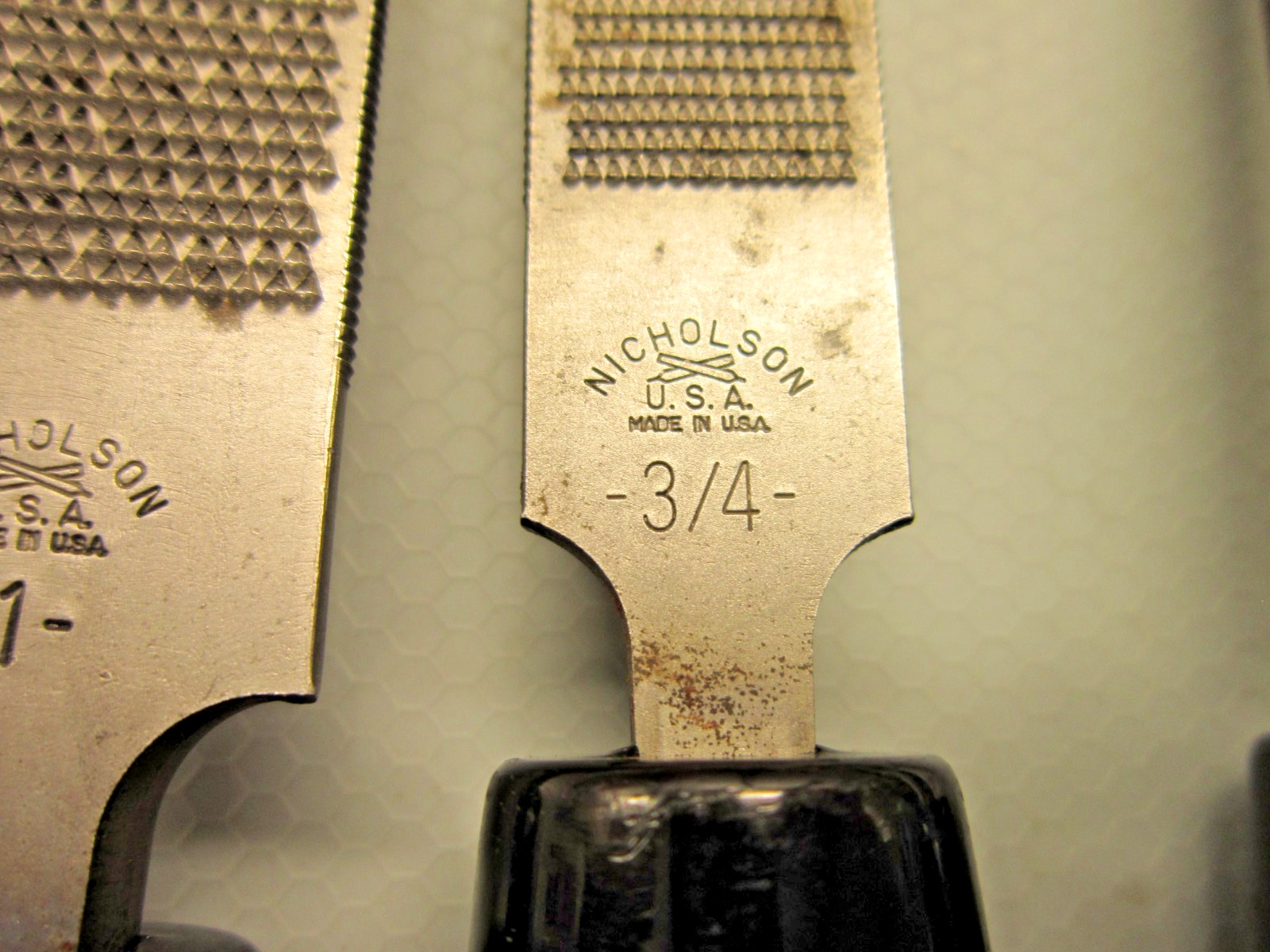3 Vintage Nicholson USA Chisel Files 1/2 3/4 1” Rasp Wood File Combination Tools