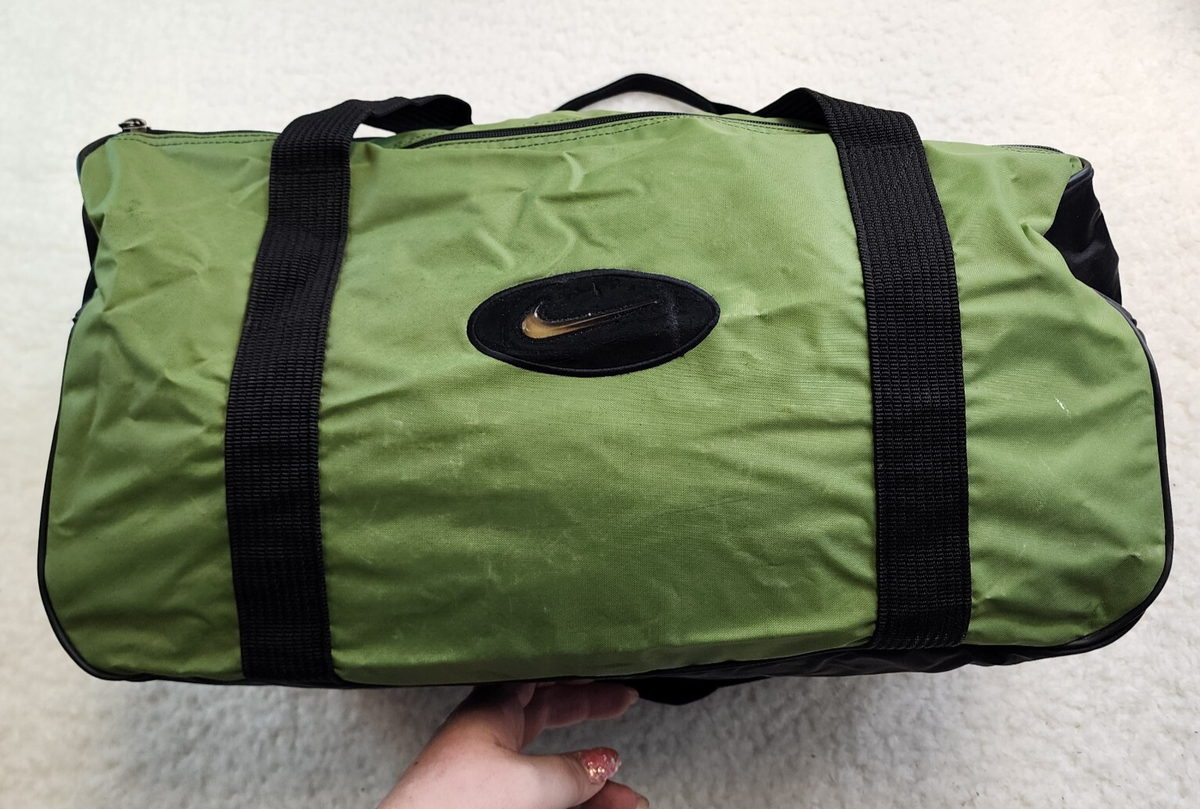Vintage Nike 90s Military Green Sport Duffle Bag Swoosh Logo Rare