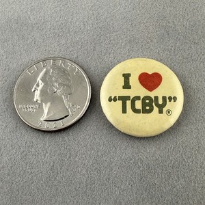 Vintage I Love TCBY Country's Best Can't Be Yogurt Small 1" Pinback Button 61498