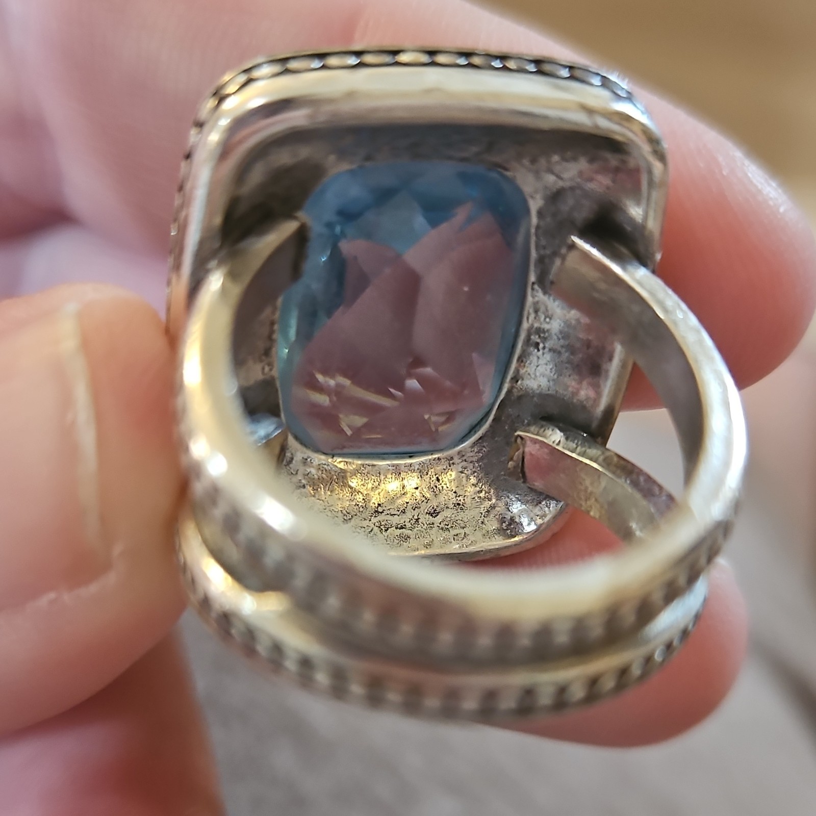 Brighton Ring Rectangular Blue Silver plated size… - image 5