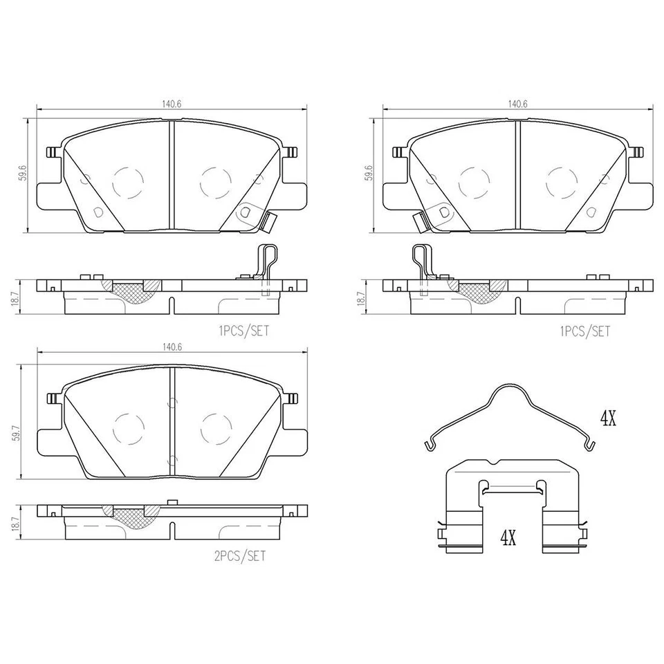 Juego de pastillas de freno de disco Brembo delanteras de cerámica para LaCrosse Equinox Malibu GMC Terrain Foto 3 de 3