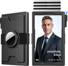 Airtag Wallet Men, Metal Wallet with Airtag Holder, Slim & Minimalist Card Holde