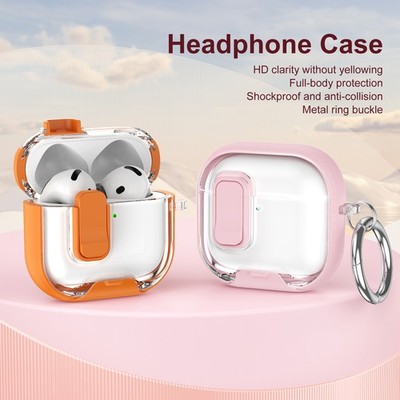 For Apple AirPods 4th Gen/Pro 3/2 Shockproof Clear Lock Case with Keychain Cover