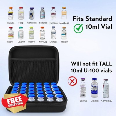 SMYV Insulin Vial Holder Fridge Case, 30 Slots U-100 10ml Vials