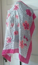 Beautiful Vintage 70's Pink Silk Floral Scarf 31" Square